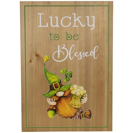 35747151 18.5 x 13 x 0.25 in. Lucky to be Blessed St. Patricks Day Wooden Wall Sign